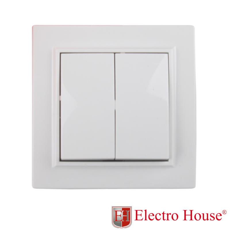 Вимикач двоклавішний ElectroHouse (Enzo), білий