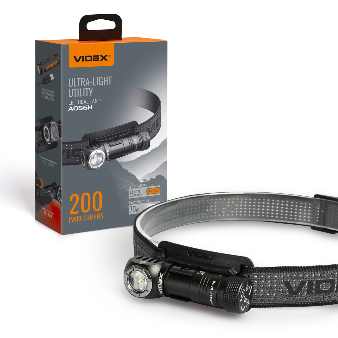 Фонарик на голову VIDEX VLF-A056H 200Lm 5000K