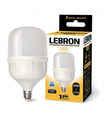 Світлодіодна лампа Lebron L-А100, 30W, Е27, 6500K, 2700LM, Кут 240°