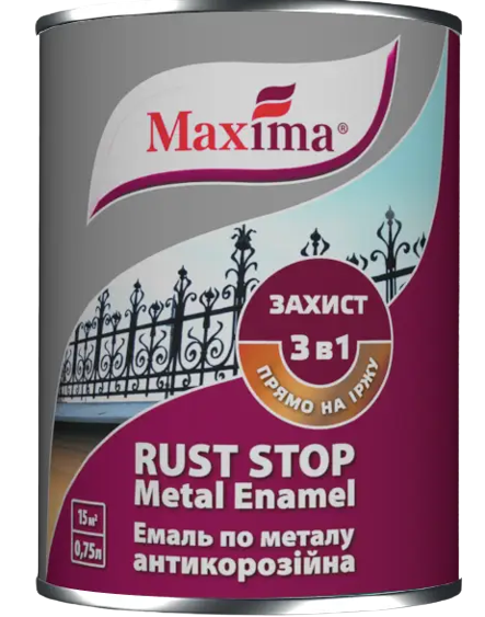 Емаль Maxima 3в1антикор гладка чорна 0,75л