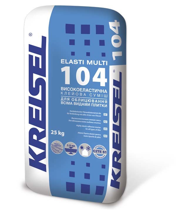 Kreisel 105 Суміш клейова еластична для основ,що піддаються деформації 25кг (аналог СМ17)(54м/пал)для плитки 80*80