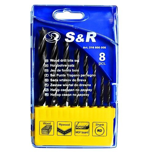 Набiр свердeл S&R по дереву 8шт.