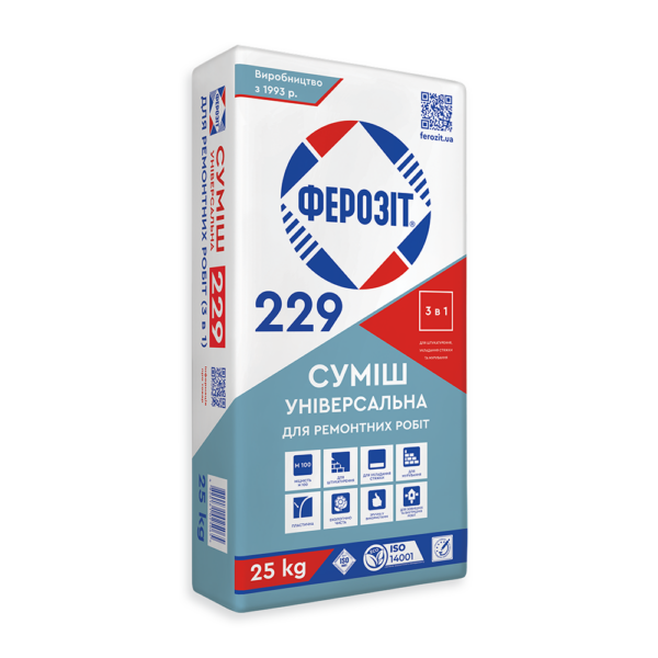 Ферозіт 229 суміш універсальна(3 в 1) 25кг /стяжка,штукатурка,кладка/