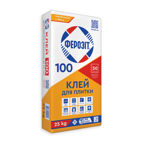 Ферозіт 100 клей для плитки 25 кг (54м/пал)