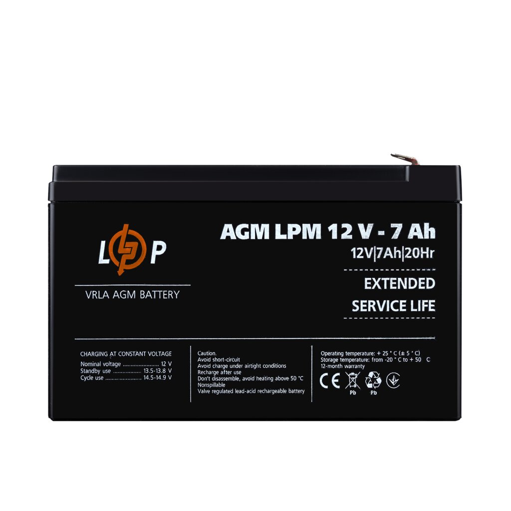 Акумуляторна батарея LPM 12-7АН типу  AGM