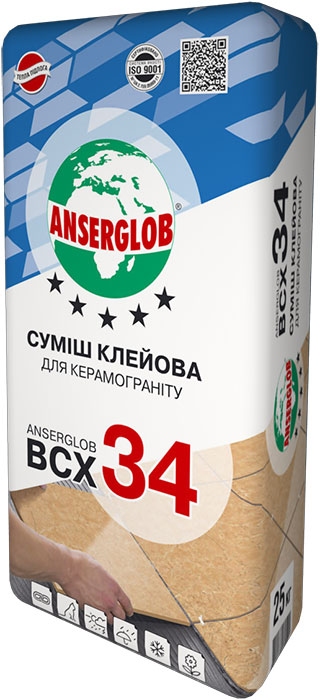 Anserglob BCX 34 Клей для керамограніту, теплої підлоги 25кг