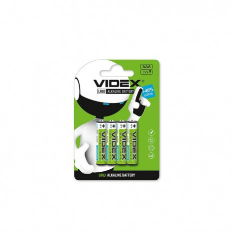 Батарейка Videx LR03/AAA лужна 4pcs SHRINK CARD /60/