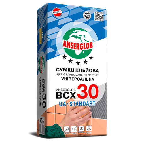 Anserglob BCX 30 Клей для плитки 25кг для внутрішніх робіт