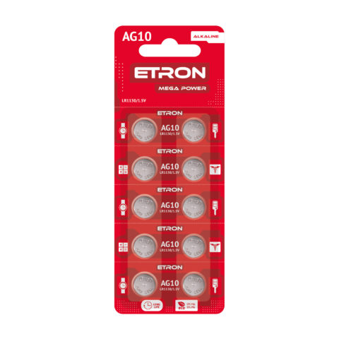 Батарейки ETRON Mega Power AG 10 лужний блістер /10шт/поштучно