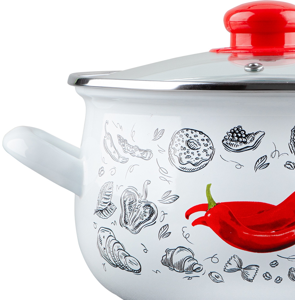Каструля GUSTO 18см/3,1л Перчинка біла — фото 4