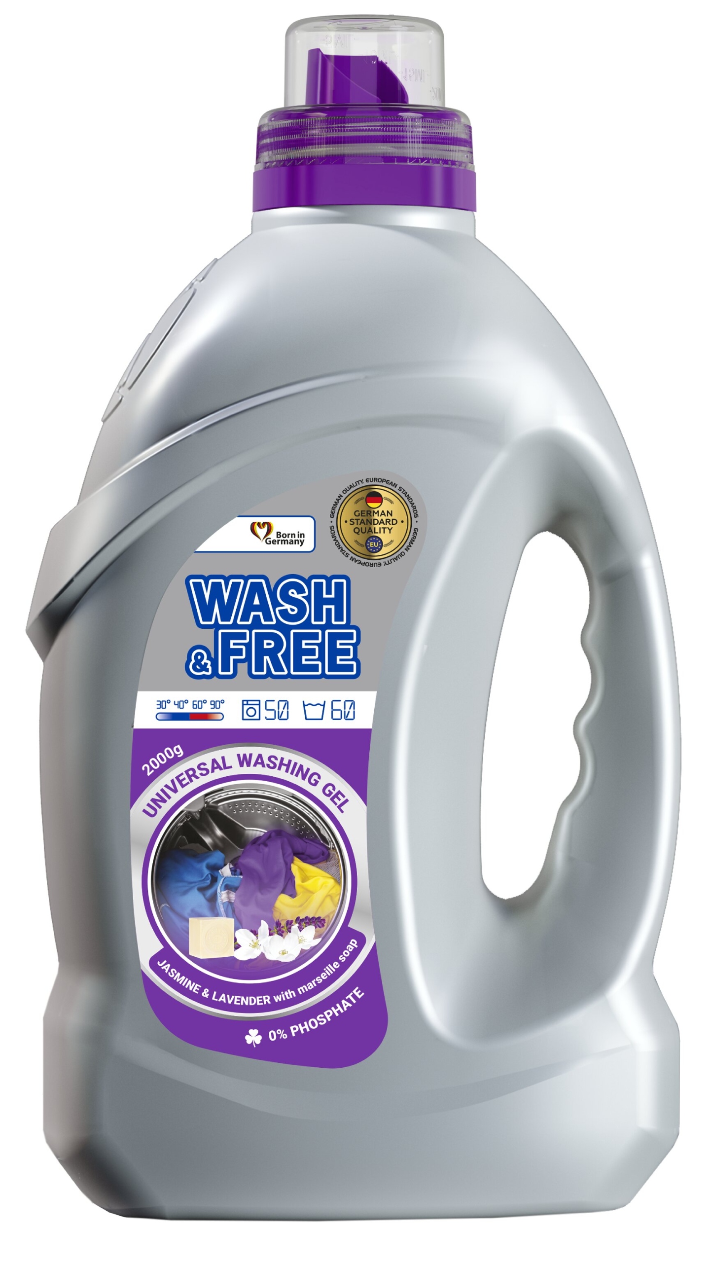 WASH&FREE Гель д/прання Жасмін+лаванда 5л
