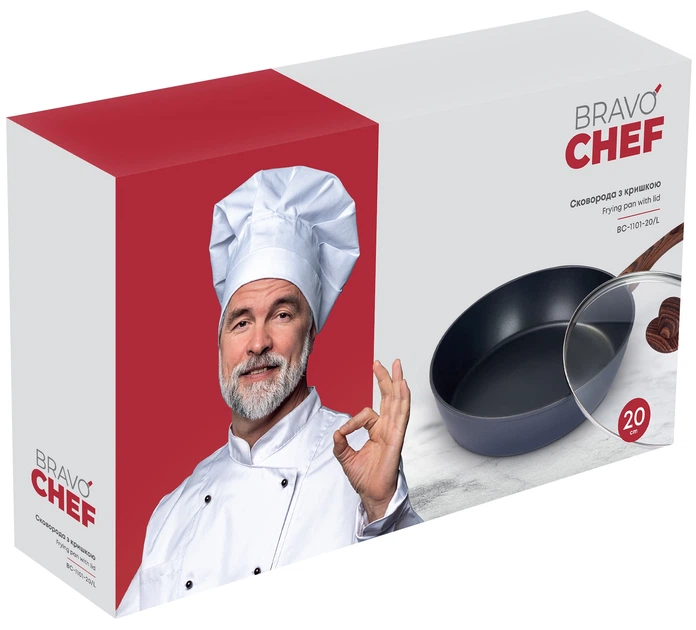 Сковорода BravoChef глибока з кришкою 20см
