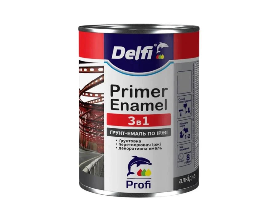 Грунт-емаль по іржі 3 в 1 Біла Delfi 0,9кг