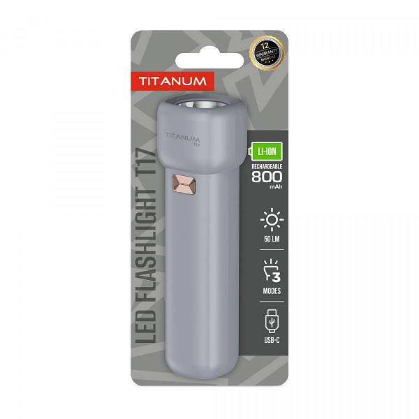 Портативний світлодіодний ліхтарик TITANUM TLF-T17 50Lm Gray — фото 4