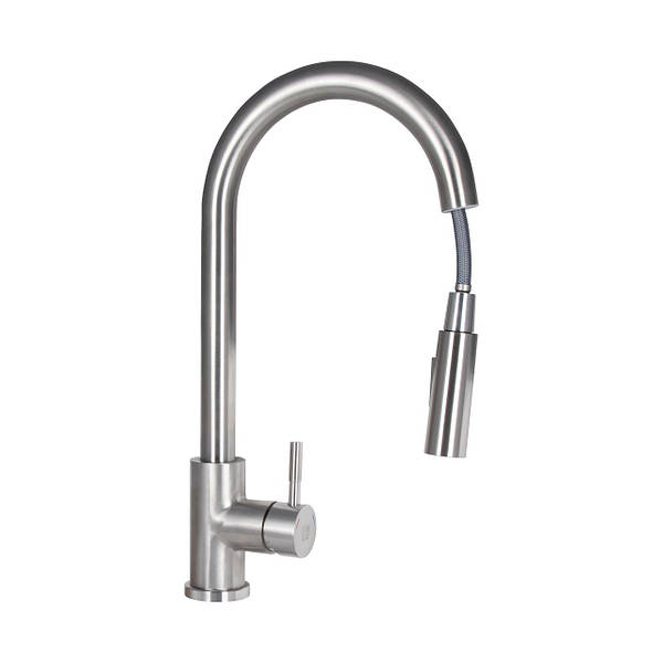 Змішувач для кухні Aria 015FL2, Nickel (k35) з висувним виливом Lidz — фото 3