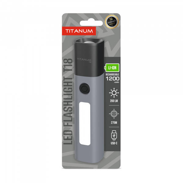 Портативний світлодіодний ліхтарик TITANUM TLF-T18 200Lm Gray — фото 3
