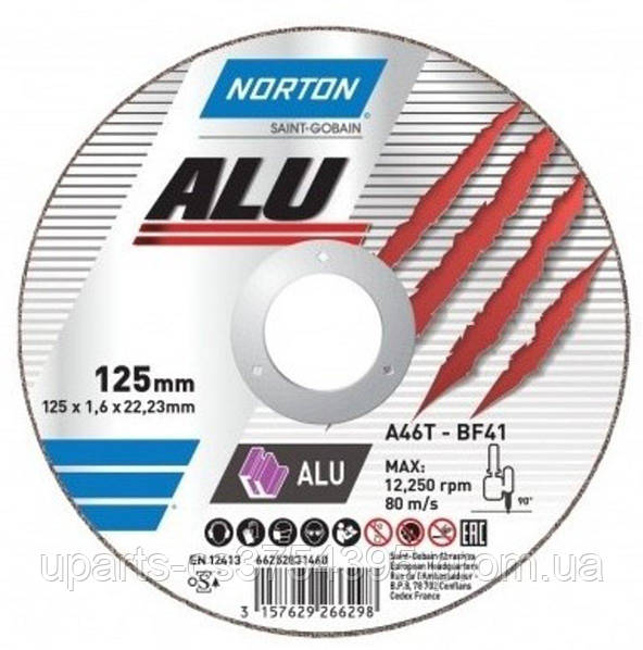 Диск відрізний по АЛЮМІНІЮ NORTON-Alu A46N; Ø=230/22,2мм t=1.9мм — фото 2