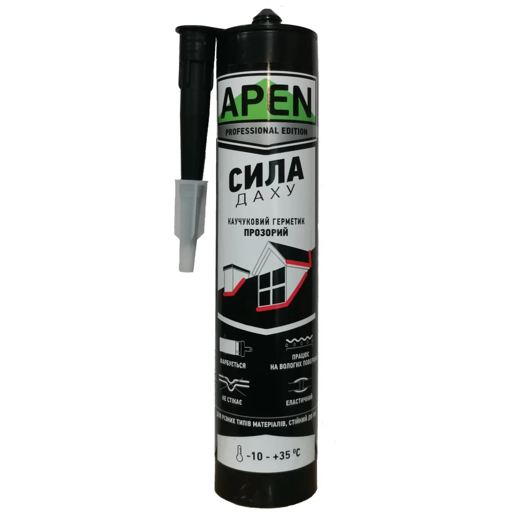 Герметик каучуковий "Сила даху" прозорий Apen 280мл