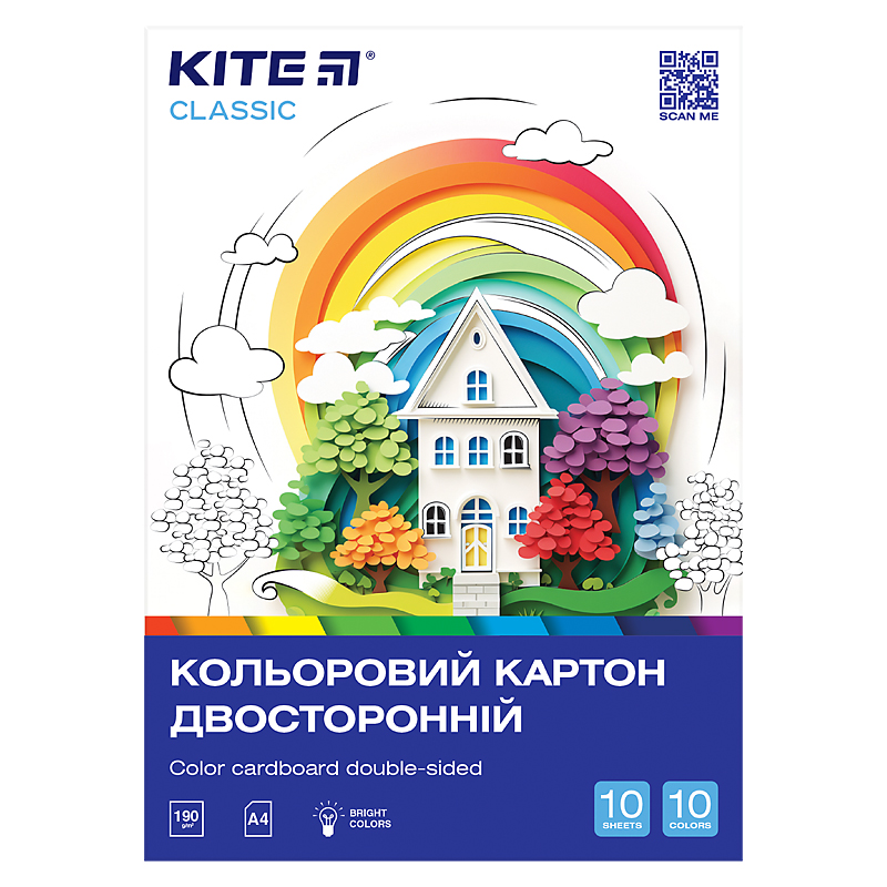 Картон кольор. А-4 двостор.10коль Kite