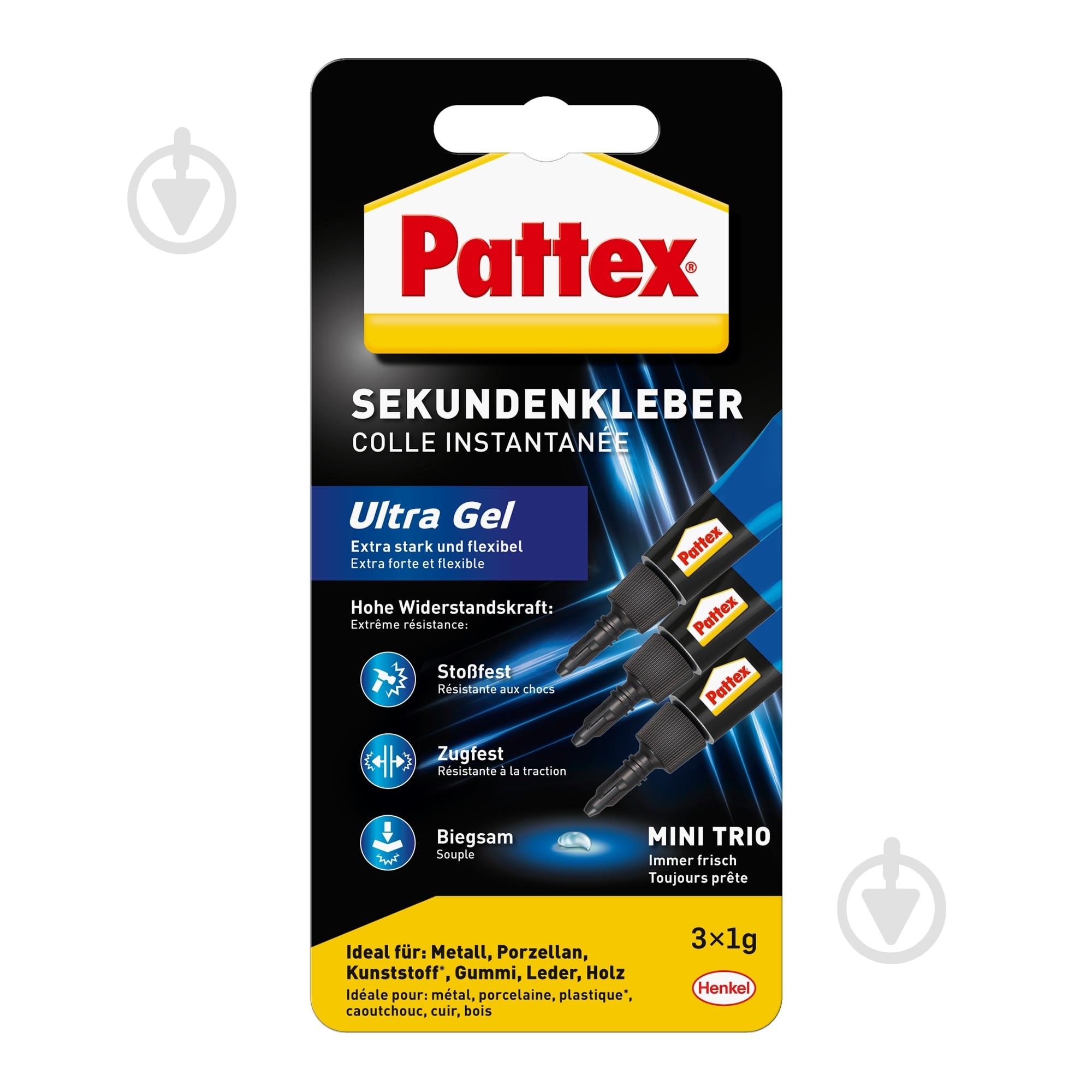 Клей супер гель Pattex міні тріо 3шт*1г (за упаковку)