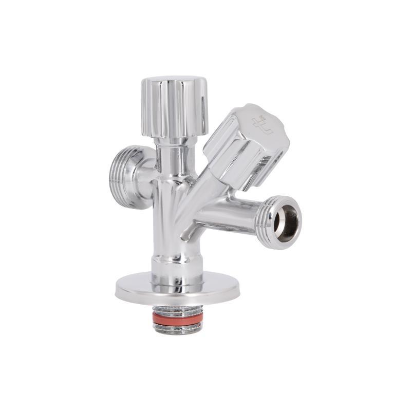 Кран кутовий подвійний Forte 1/2"З х 1/2"З х 3/4"З, хром Thermo Alliance — фото 4