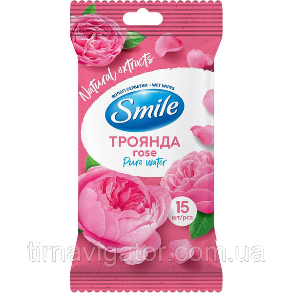 Серветки вологі Smile Daily 15шт Троянда — фото 3