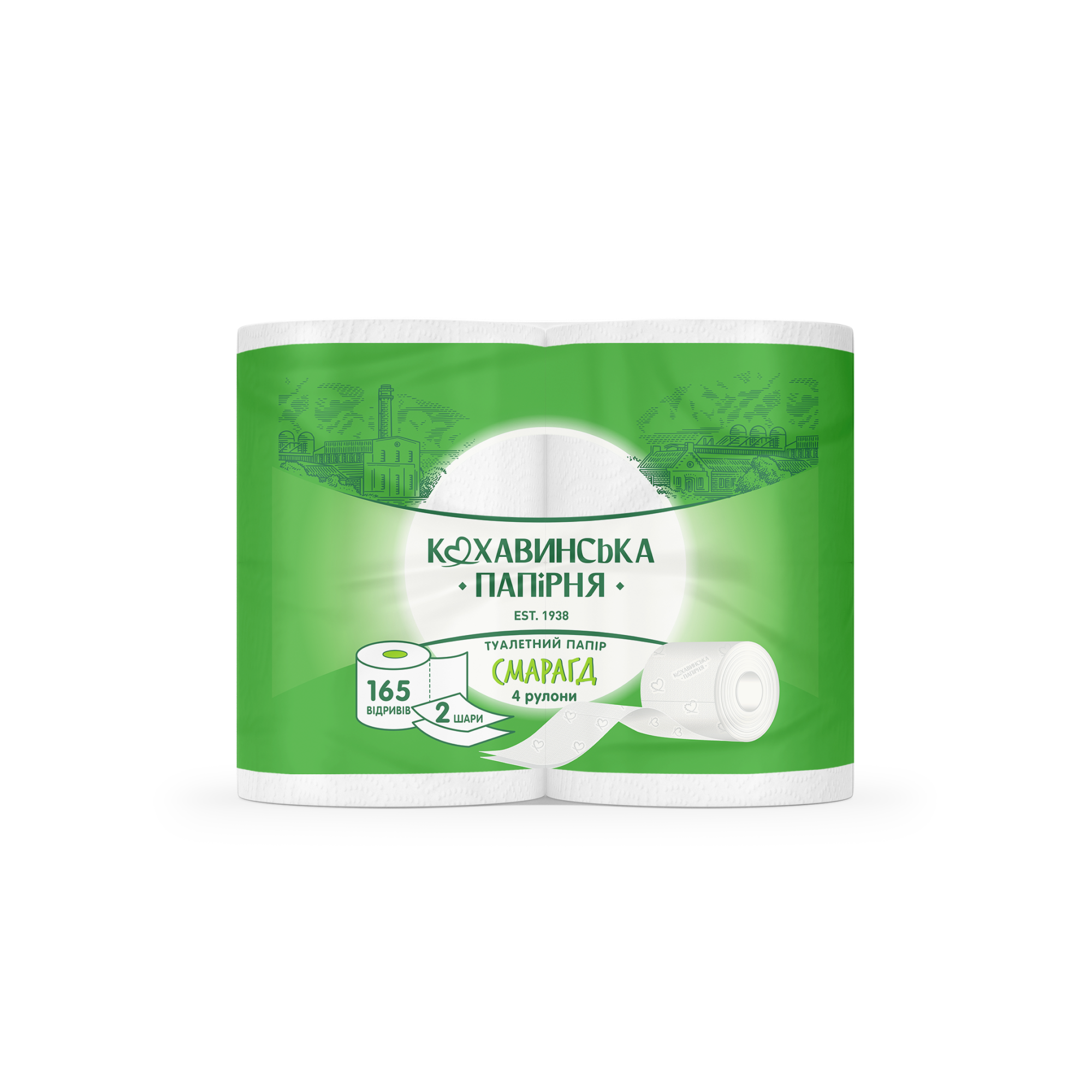 Кохавинська папірня т/п на гільзі 2-х шар 4рул смарагд