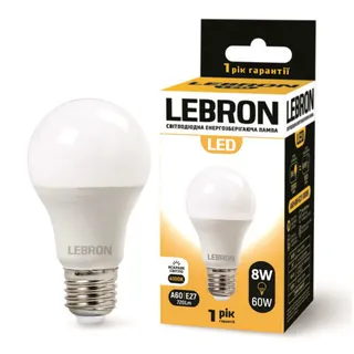 Світлодіодна лампа Lebron L-A60, 10W, Е27, 6500K, 850LM, Кут 240°