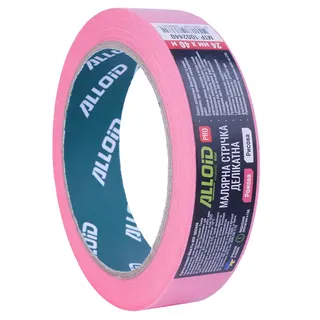 Alloid Pro. Стрічка малярська делікатна, рисова, рожева 38мм х 40м, 100мкм