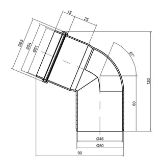 Коліно d50x67*Sewage