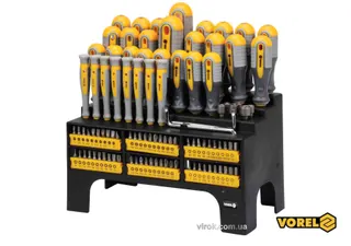 Викрутка Vorel з гумовою ручкою+біти 6шт
