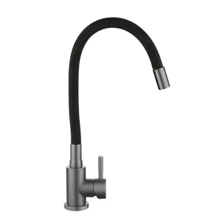 Змішувач для кухні Aria 015F3, Graphite/Black (k35) з гнучким виливом Lidz