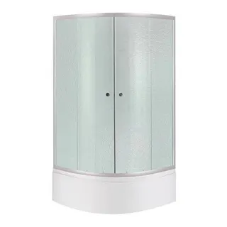 Душова кабіна Latwa SC90x90.SAT.HIGH.FR полукругла, скло Frost 4 мм + Душовий піддон KAPIELKA ST90x90x26, з панеллю Lidz