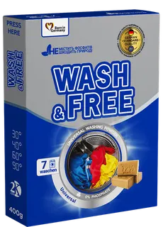 WASH&FREE Пральний порошок Універсальний 400гр