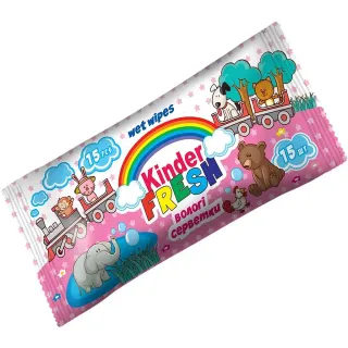 Серветки вологі Кіндер Fresh 15шт ассорті