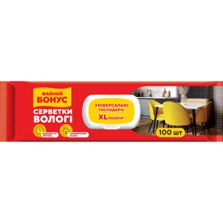 Вологі серветки д/прибирання клапан Файний Бонус 100шт 