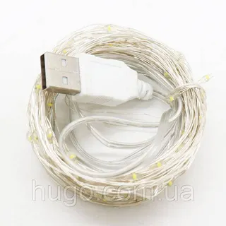 Гирлянда світодіодна нитка на USB 10м біла