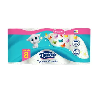 Туалетний Папір "Диво Декоро "8+4шт. 2-х шар.