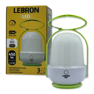 LED ліхтар кемпінговий акумуляторний LEBRON L-HL-625, ABS, 6W, 1200mAh Li-Ion, USB