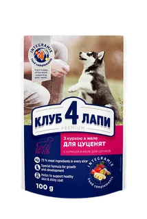 Корм для цуценят клуб 4лапи курка в желе 100гр