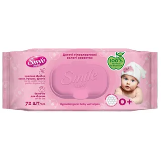 Серветки вологі Smile Бебі 100шт клапан Мікс