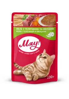 Корм для котів Мяу з Желе телятина овочі 100г