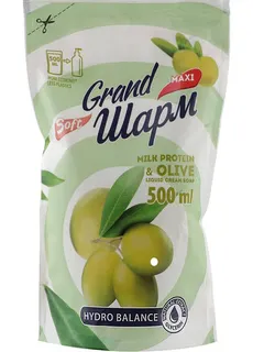 Grand Шарм мило рідке 0,5л Maxi протеін+олива дой-пак