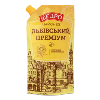 Майонез Щедро Львівський преміум 80% 300г д/п