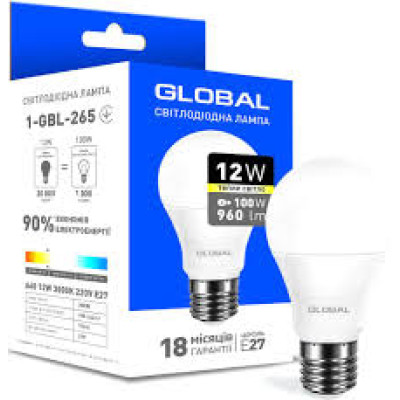 Лампа світодіодна 1-GВL-166 А60 12W 4100 К 220V E27