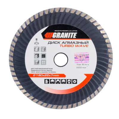 Диск алмазний TURBO WAVE 180 мм  GRANITE