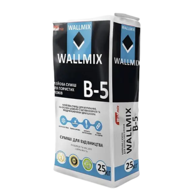 Wallmix B5 Суміш для кладки та шпаклювання газоблоку 25кг