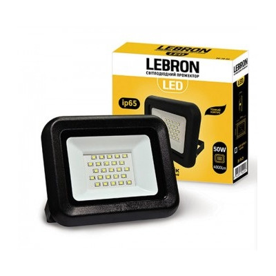LED прожектор Lebron LF 50W. 6200K. 4000Lm кут120