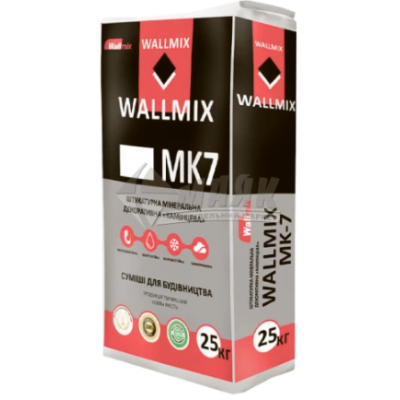 Wallmix MK7 Суміш штукатурна камінцева-баранець 1,5мм біла 25 кг