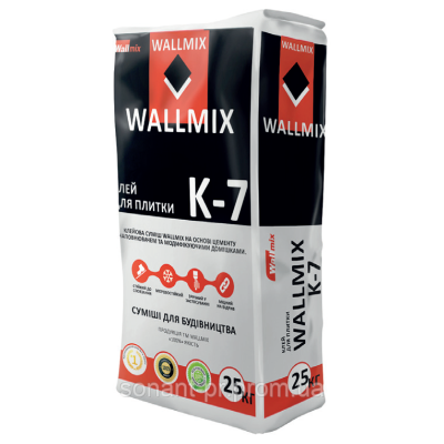 Wallmix K7 Клей для плитки 25кг для зовнішніх робіт,моростійкий